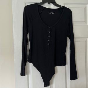 Aerie Black Ribbed Longsleeve Bodysuit